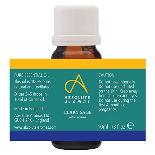 Absolute Aromas Aceite Esencial Salvia Sclarea 10ml - 100% puro, natural, sin diluyentes y libre de crueldad anima