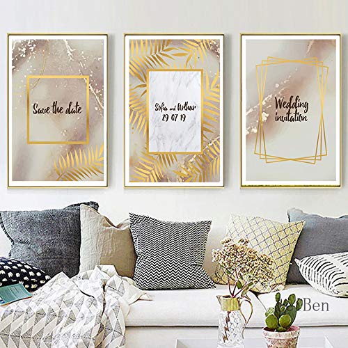 Abstracto único cartel de mármol amarillo lámina de oro lienzo pintura sala de estar decoración moderna 40x60 cm