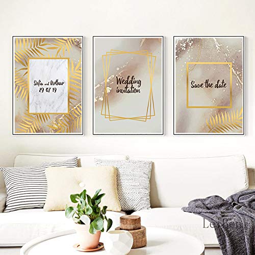 Abstracto único cartel de mármol amarillo lámina de oro lienzo pintura sala de estar decoración moderna 40x60 cm