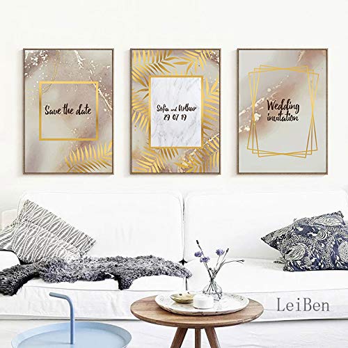 Abstracto único cartel de mármol amarillo lámina de oro lienzo pintura sala de estar decoración moderna 40x60 cm