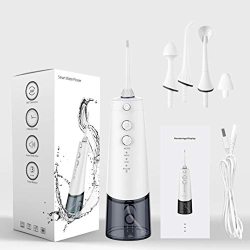 ACC Flosser de Agua para Dientes, Enjuague Dental portátil con Tanque de Agua de 180 ml y 2 boquillas 3 Dispositivos de Cuidado Nasal, USB Recargable, Ipx7 Impermeable.