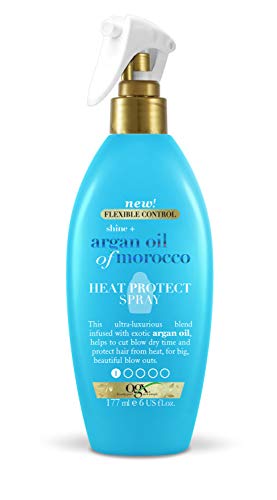Aceite de argán marroquí OGX, con pulverizador, protector térmico para cabello, 177 ml