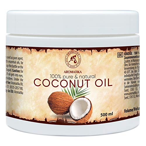 Aceite de Coco 500ml - Coco Nucifera - Indonesia - 100% Puro y Natural - Prensado en Frío - Mejores Beneficios para Cuidado del Cuerpo - Piel - Aceites Sin Refinar