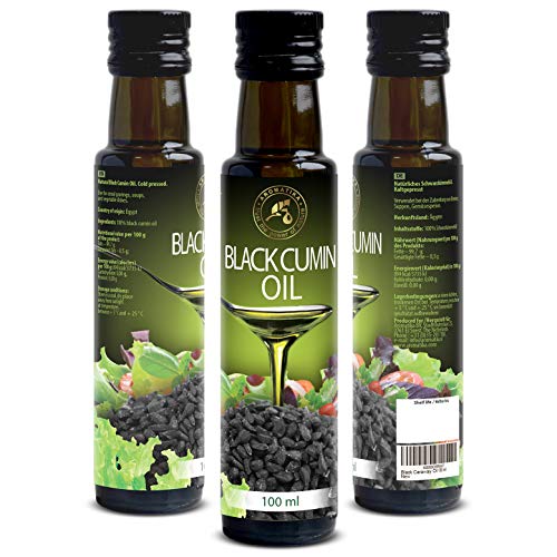 Aceite de Comino Negro 100ml - 100% Puro - Prensado en Frío - Alemania - Botella de Vidrio - Omega 3 6 9 - Cocina Saludable - Suplemento Nutricional Ideall