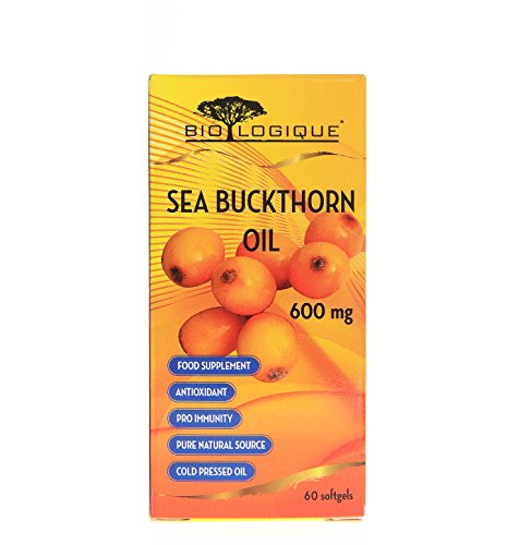 ACEITE DE ESPINO AMARILLO 600mg, antioxidante y activador inmunoestimulante, proporciona soporte para la temporada de resfriados y gripe, 100% Puro, PRENSADO EN FRÍO, 60 Capsulas