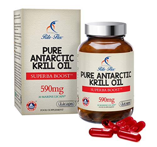 Aceite de krill antártico sostenible Rite-Flex Pure – 30 Licaps® Marine Superba Boost™ 590mg Ayuda al buen funcionamiento del corazón, la visión y el hígado - con fosfolípidos, colina y astaxantina