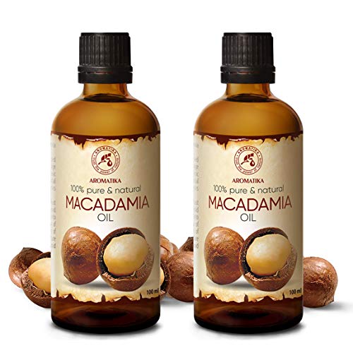 Aceite de Macadamia 200ml - Macadamia Integrifolia - Suráfrica - 100% Puro & Natural 2x100ml - Botella de Vidrio - Cuidado Intensivo para el Rostro - Cuerpo - Cabello - Piel - Masaje - Cosmético