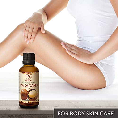 Aceite de Macadamia 50ml - Macadamia Integrifolia - Suráfrica - 100% Puro y Natural - Botella de Vidrio - Cuidado Intensivo para el Rostro - para Cuerpo - Cabello - Piel - para Masaje - Cosmético