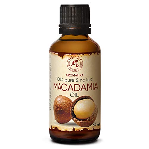 Aceite de Macadamia 50ml - Macadamia Integrifolia - Suráfrica - 100% Puro y Natural - Botella de Vidrio - Cuidado Intensivo para el Rostro - para Cuerpo - Cabello - Piel - para Masaje - Cosmético
