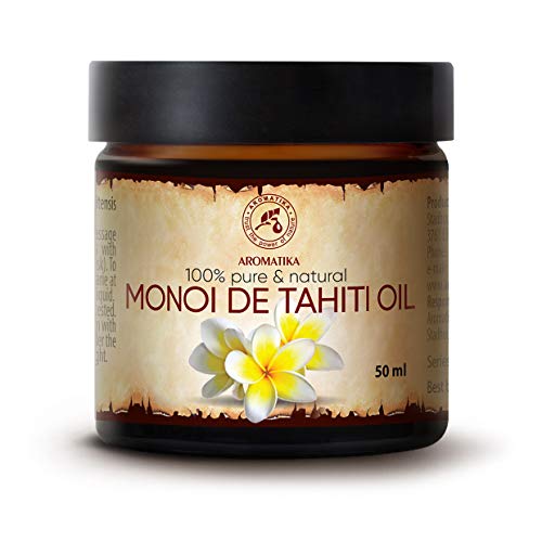 Aceite de Monoi de Tahiti 50ml - Francia - 100% Natural - Prensados en Frío - Multifuncional - Humectante - para el Rostro - Cabello - Piel - Relajación - Masaje - Cuidado Corporal