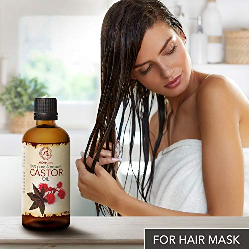 Aceite de Ricino 100ml - Ricinus Communis - India - 100% Puro y Natural - Botella de Vidrio - Multifuncional - Intensivo para el Rostro - Cuerpo - Cabello - Masaje - Castor Oil