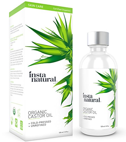 Aceite de ricino InstaNatural, 100 % puro y orgánico, certificado, para pelo, rostro, piel y uñas, el mejor hidratante prensado en frío sin refinar, para tener una piel limpia y saludable, acondicionador natural para pelo seco y dañado, 120 ml
