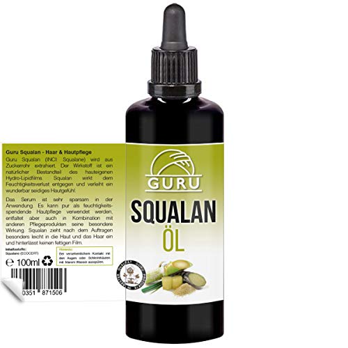 Aceite de squalan puro natural de Guru vegano, para piel sedosa, sustituto de aceite de argán sérum para el cuidado facial, 100 ml