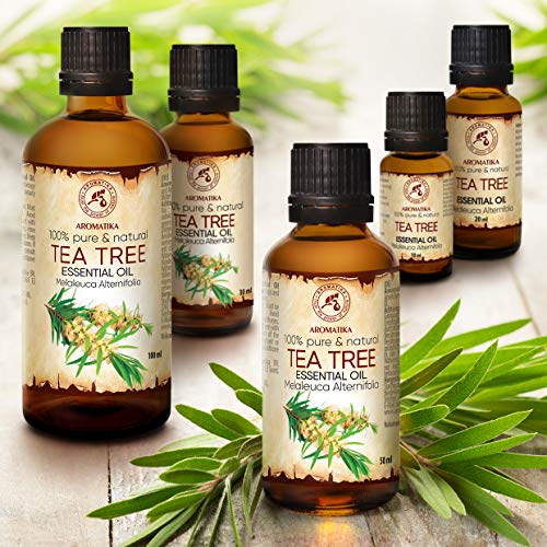 Aceite Esencial de Arbol de Té 50ml Botella - Australia - 100% Puro y Natural - Ideal para la Belleza - Aromaterapia - Difusor - Lámpara de Aroma - Cosméticos - Tea Tree Essential Oil