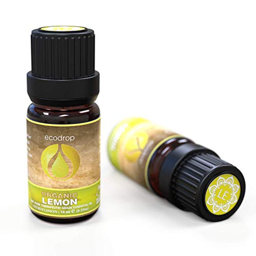 Aceite esencial puro de limón italiano (Citrus limon), con el certificado ecológico COSMOS, grado terapéutico para aromaterapia, diluir en el baño, con libro electrónico de Ecodrop de regalo, 10 ml