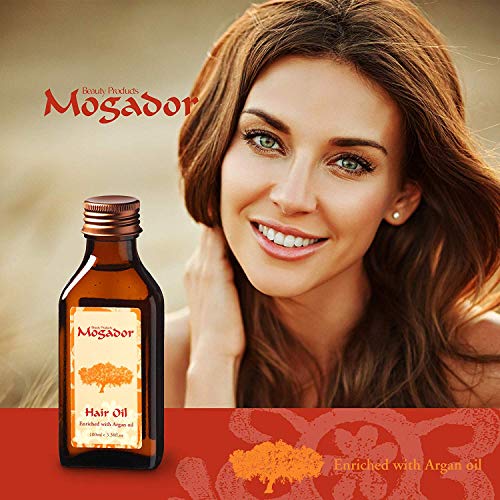 Aceite para el cabello de argán marroquí Mogador - Tratamiento para cabello dañado - Para todos los tipos de cabello - 100 ml 3.38 Fl.Oz