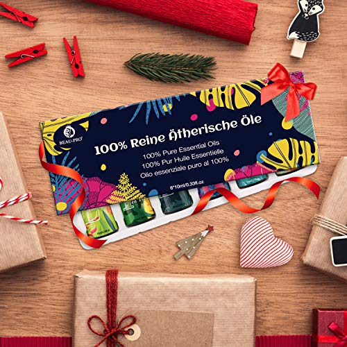 Aceites Esenciales, 6 * 10 ml Aceite Aromaterapia 100% Natural Puro (Lavanda, Árbol de Té, Lavanda, Llimoncillo, Menta, Naranja Dulce, Eucalipto) para Humidificador y Difusor