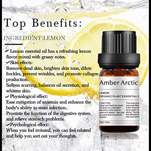 Aceites esenciales de lavanda de aromaterapia de aceite esencial de limón 100% puro para difusor (10 ml)