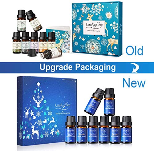 Aceites Esenciales para Humidificador, 100% Natural Puro Aromaterapia Aceite Aromático, 8 x 10 ml (Lavanda, Hierba de Limón, Menta, Eucalipto, Árbol de té, etcétera) para Humidificador y Difusor Aroma