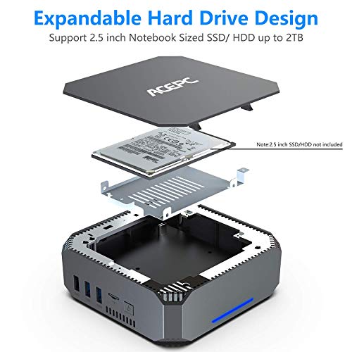 ACEPC Mini PC,Intel Celeron J3455 Window 10 Pro Tragbarer Mini computadora, 4GB DDR3 + 64GB eMMC, Gráficos 4K HD/Gigabit Ethernet/WiFi de Doble Banda/Bluetooth 4.2…