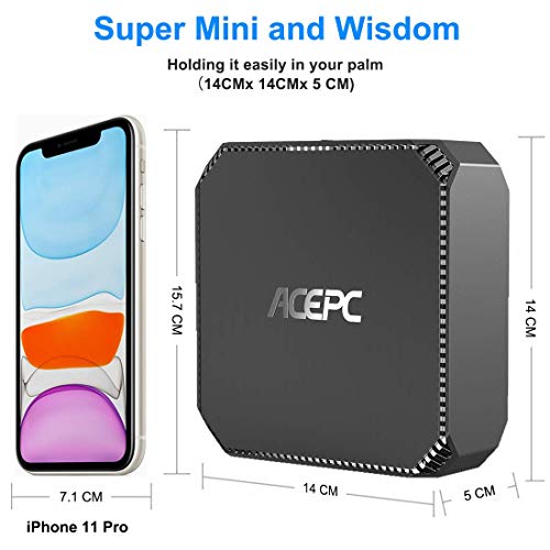 ACEPC Mini PC,Intel Celeron J3455 Window 10 Pro Tragbarer Mini computadora, 4GB DDR3 + 64GB eMMC, Gráficos 4K HD/Gigabit Ethernet/WiFi de Doble Banda/Bluetooth 4.2…