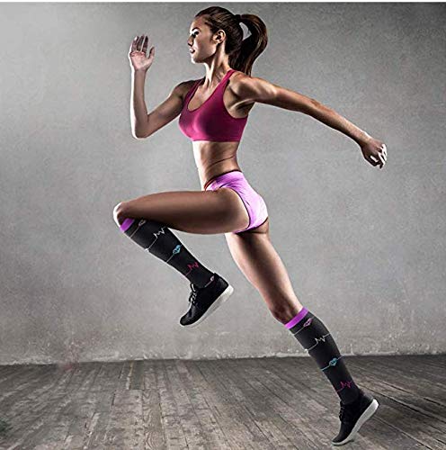 Acexy Calcetines de compresión (7 pares) para mujeres y hombres, para correr, enfermeras, circulación y recuperación (Mezcla 1, S/M)