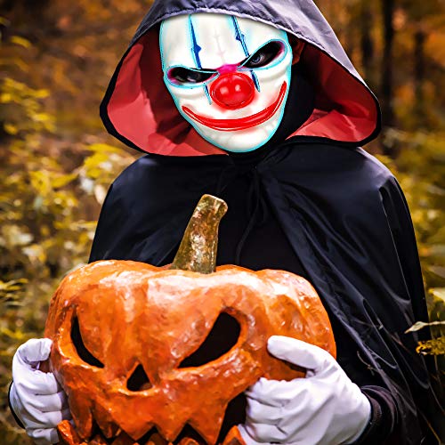 Achort - Máscara de payaso para Halloween con luz aterradora para nariz, color rojo, gran boca luminosa, 3 modos de luz fresca, máscara de payaso