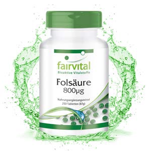 Ácido fólico 800µg - Vitamina B9 VEGANA - (Pre)-Concepción + Embarazo + Lactancia - Dosis elevada - Suministro para +8 meses - Calidad Alemana