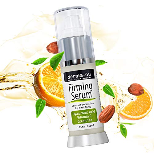 Ácido Hialurónico Serum Por Derma-nu - Avanzado Clínicamente Probado Fórmula - Orgánico Facial Friming Serum- Best Antienvejecimiento Facial Friming Serum para Piel - el Más Efectivo Antiarrugas Serum - Puro HA Serum Enriquecido Con Vitamina C + Vitamina 
