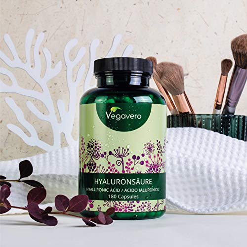 Ácido Hialurónico Vegavero® | 400 mg | 100% libre de aditivos & vegano | 180 cápsulas | 800-1500 kDa | Hidratante facial + Articulaciones