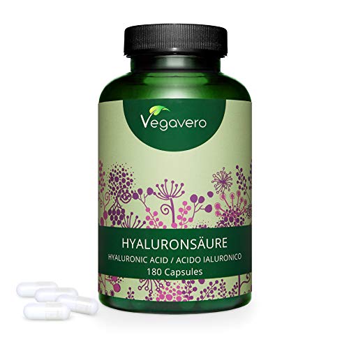 Ácido Hialurónico Vegavero® | 400 mg | 100% libre de aditivos & vegano | 180 cápsulas | 800-1500 kDa | Hidratante facial + Articulaciones