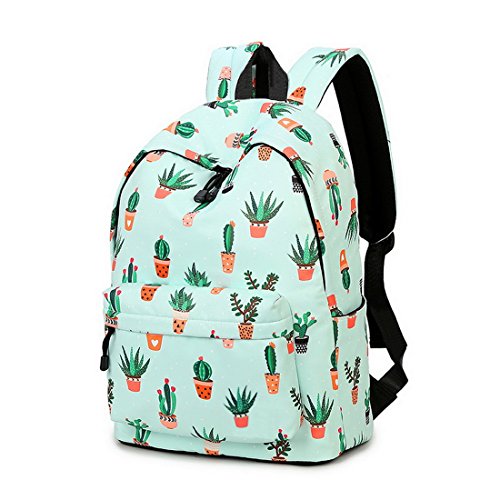 Acmebon Mochila Escolar de Ocio Ligera y Moderna - Cartera Escolar para Niñas y Niños con Lindo Estampado Cactus 626
