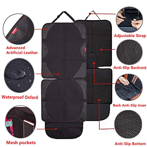 Acomon Protector de Asiento de Coche, Asiento Infantil Funda Asiento Coche, Funda Coche Perro, Cubierta Protege Tapicería Cuero Vehículo Automotor Antideslizante Impermeable Compatible Isofix (2 Pack)