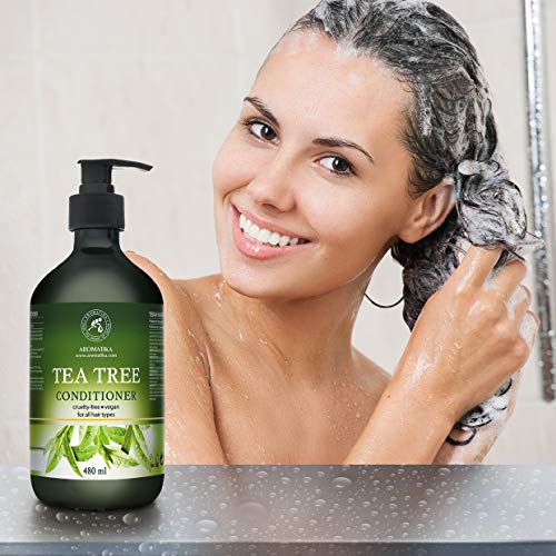 Acondicionador para el Cabello con Árbol de Té 480 ml - Aceite de Árbol de Té & Macadamia & Camelia - Todo Tipo de Cabello - Fórmula Reparadora de Cabello Seco, Dañado - Hidrata el Cabello