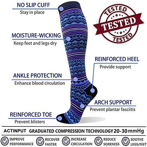 ACTINPUT Calcetines de Compresión Medias de Compresion Mujer y Hombre para Running,Atlético, Ciclismo,Médico, Enfermera,Volar, Viajar