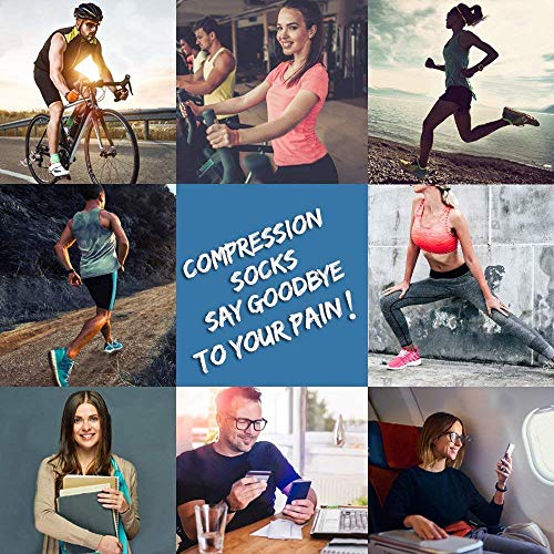 ACTINPUT - Calcetines de compresión, para mujer y hombre, 3 pares, de 20 - 25 mmHg, calcetines de estilo deportivo, perfectos para correr, vuelos, viajes, enfermeras, edema