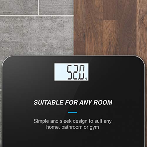 Active EraTM Báscula de Baño Digital Ultrafina con Sensores de Alta Precisión (stones/kgs/libras) - Negro