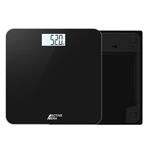 Active EraTM Báscula de Baño Digital Ultrafina con Sensores de Alta Precisión (stones/kgs/libras) - Negro