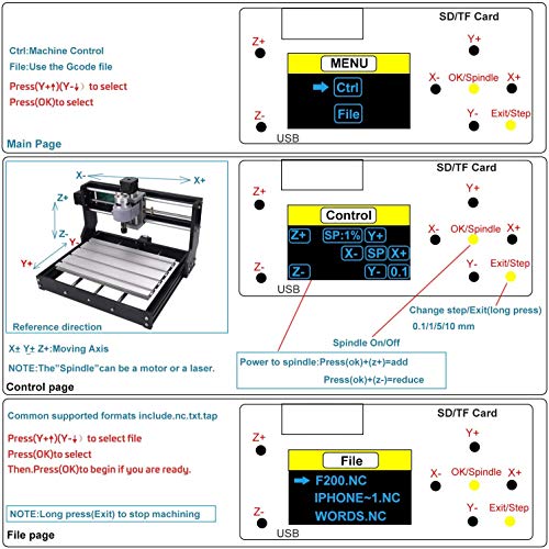 Actualice La CNC 3018 Pro GRBL Control DIY Mini CNC Machine, Mcwdoit Wood Router Engraver Con Controlador Fuera De Línea + 5mm ER11 PCB + 20PCS 3.175MM Router CNC Bits + 4 Juegos CNC Placas