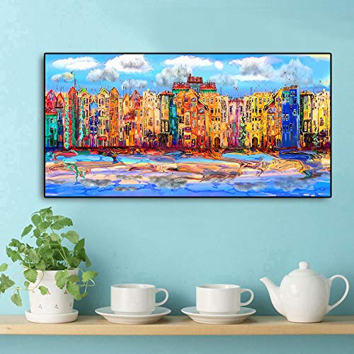 Acuarela abstracta Venecia ciudad de agua pintura carteles e impresiones lienzo arte escandinavo nórdico pared imagen para sala de estar 70x140 cm sin marco
