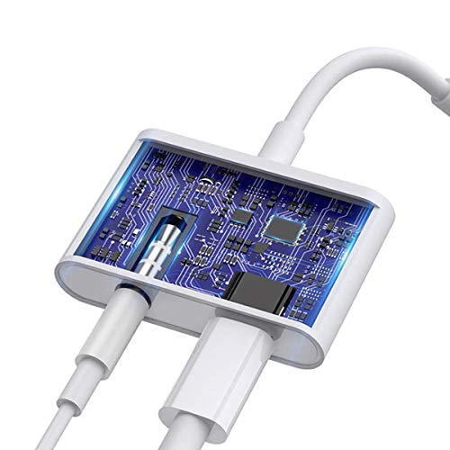 Adaptador de Auriculares para iPhone 11 Adaptador Conector de Auriculares 3.5 mm Jack Dongle Adaptador para iPhone 11/11Pro/Xs/Xr/X/8/8Plus/7/7Plus AUX Audio 2 in 1 Accesorios Soporta para Todos iOS