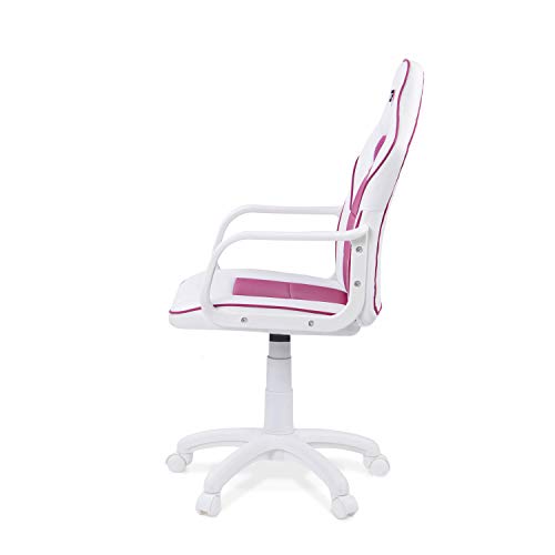 Adec - DRW, Silla de Escritorio Estudio o despacho, sillón Gaming Acabado en Color Blanco y Rosa, Medidas: 60 cm (Ancho) x 98-108 cm (Alto) x 60 cm (Fondo)