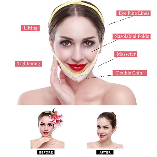 Adelgazante Facial Vendajes de Cara Máscara para Adelgazar Papada Reductor y Antiarrugas cuidado facial piel compacto V-line (M)