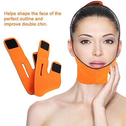Adelgazate Facial Vendaje Máscara de la mejilla que la cara V Face Line Cinturón transpirable Levante la correa Anti Arrugas(Naranja)