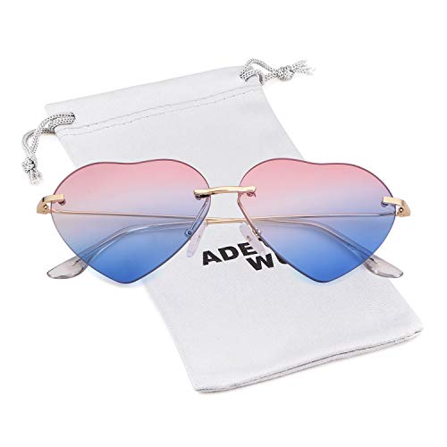 ADEWU Gafas de sol con forma de corazón en forma de gafas de sol para niña de mujer