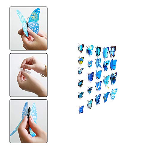 Adhesivos 3D decorativos para pared, diseño de mariposas. 12 unidades (Azul)