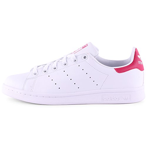 adidas Stan Smith J, Zapatillas Unisex Niños, Blanco (Footwear White/Footwear White/Bold Pink 0), 37 1/3 EU