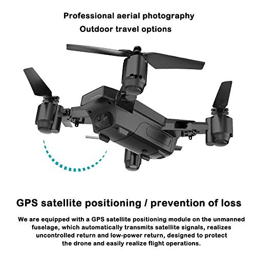 ADLIN FPV Drone Con 1080P HD cámara de vídeo en directo y el GPS de posicionamiento por satélite plegable ajustable Quadcopter Con Amplio Ángulo de cámara con un botón Volver Modo sin cabeza, Long Fly