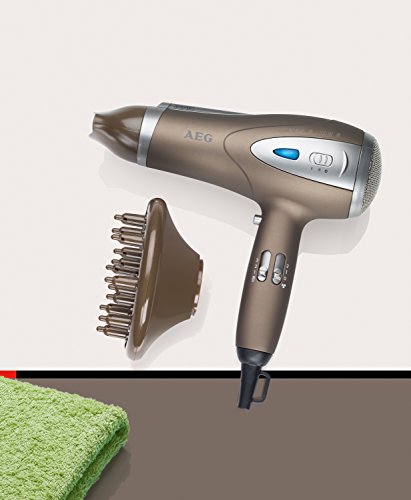 AEG HTD 5584 - Secador de pelo profesional iónico con difusor, 3 niveles de temperatura, 2 velocidades, 2200 W, color marrón