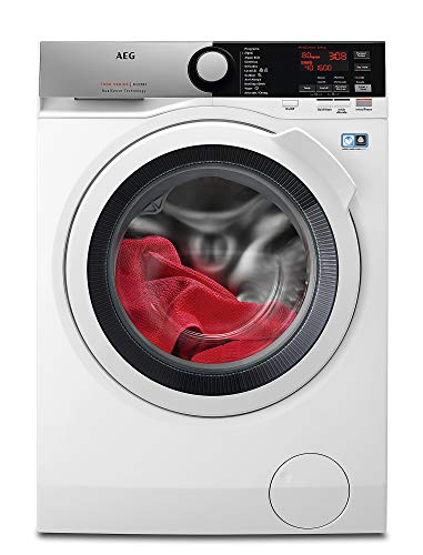 AEG L7WEE861 Lavasecadora de Libre Instalación, Carga Frontal, Lavadora 8 Kg, Secadora 6 Kg, 1600 rpm, Serie 7000, Motor Inverter, Programa Rápido, Panel LCD, Puerta XL Plateada, Blanca, Clase A